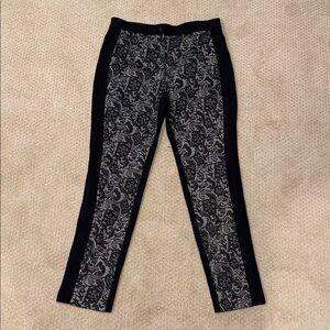 Chico's Black and Gray Paisley Cropped Pants
